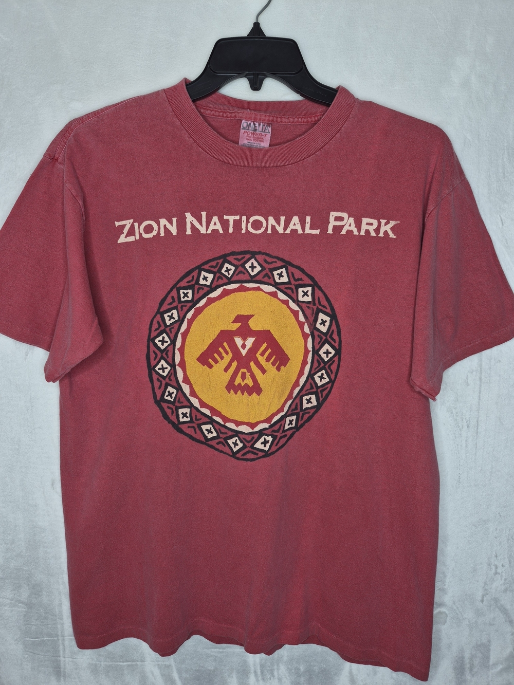 Vintage 90s Oneita Zion National Park Thunderbird Graphic T-Shirt Size Large